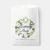 水彩白紫陽花リース誕生日パーティー フェイバーバッグ (正面)