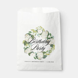 水彩白紫陽花リース誕生日パーティー フェイバーバッグ