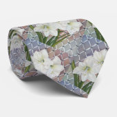 水彩白色アマリリスの花 ネクタイ (ロール)