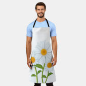 水彩白色デイジーフローラ エプロン (着用した状態)