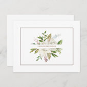 水彩白色ピンクフローラ エレガント ノートカード (正面/裏面)