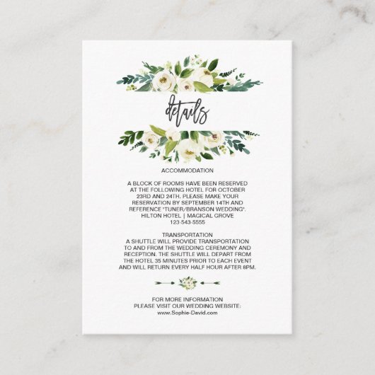 水彩白色フローラフレ結婚ームの詳細 エンクロージャーカード (正面)