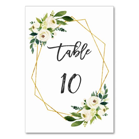 水彩白色フローラ手書きテーブル番号 テーブルナンバー (裏面)