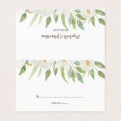 水彩白色フローラ結婚のテーブルカード 名刺 (外部フラット)