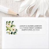 水彩白色フローラ緑のアドレス ラベル (インサイチュ)