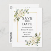 水彩白色フローラ金ゴールド保存日 ポストカード (正面/裏面)