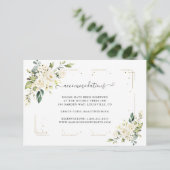 水彩白色フローラ金ゴールド結婚紙吹雪 エンクロージャーカード (スタンド正面)