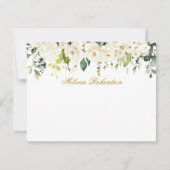 水彩白色フローラ金ゴールド パーソナライズされた ノートカード (正面)