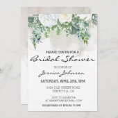 水彩白色ローズユーカリフローラブーケ 招待状 (正面/裏面)