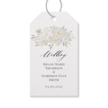 水彩白芍蘭のウェディングギフトタグ