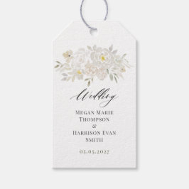 水彩白芍蘭のウェディングギフトタグ ギフトタグ