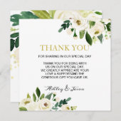 水彩白花サンキューカード サンキューカード (正面/裏面)