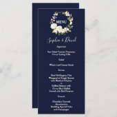 水彩白花緑リース結婚ズ メニュー (正面/裏面)