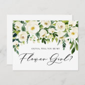 水彩白花花花少女の提案 インビテーションポストカード (正面/裏面)