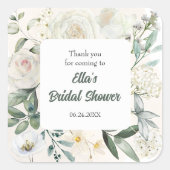 水彩白花面板 婚前感谢派对 スクエアシール (正面)