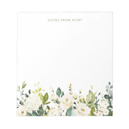 水彩白薔薇とアジサイ・ガーランド ノートパッド