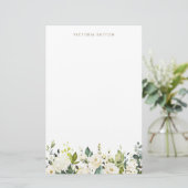 水彩白薔薇とアジサイ・ガーランド 便箋 (スタンド正面)