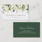 水彩白薔薇とアジサイ・ガーランド 名刺 (正面/裏面)