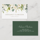 水彩白薔薇とアジサイ・ガーランド 名刺 (正面/裏面)