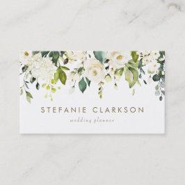 水彩白薔薇とアジサイ・ガーランド 名刺
