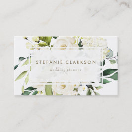 水彩白薔薇とアジサイ 名刺