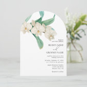 水彩白蘭の花のウェディングデザイン 招待状 (スタンド正面)