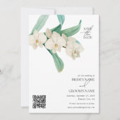 水彩白蘭の花のウェディングフォト セーブザデート (正面)