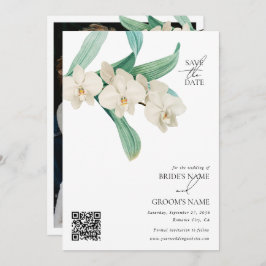 水彩白蘭の花のウェディングフォト セーブザデート