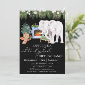 水彩白象ギフト交換パーティー 招待状 (スタンド正面)