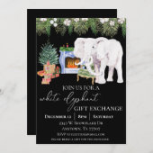 水彩白象ギフト交換パーティー 招待状 (正面/裏面)