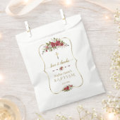 水彩白赤ポインセチア金ゴールド洗礼 フェイバーバッグ (クリップ留めされた状態)