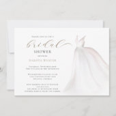 水彩白金ゴールド結婚ズドレスブライダルシャワー 招待状 (正面)