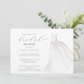 水彩白金ゴールド結婚ズドレスブライダルシャワー 招待状 (スタンド正面)