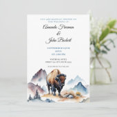 水彩白青バッファローバイソン結婚ズ 招待状 (スタンド正面)