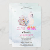 水彩白鳥の花1st 招待状 (正面/裏面)