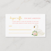 水彩白鳥の赤ちゃんシャワーおむつラッフル エンクロージャーカード (正面)