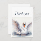 水彩白鳥の鳥野生動物自然動物 サンキューカード (正面/裏面)