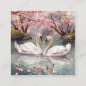 水彩白鳥カップル スクエア名刺 (正面)