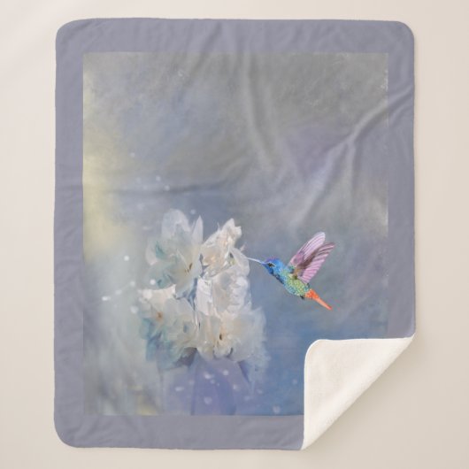 水彩白鳥花鳥 シェルパブランケット (正面)