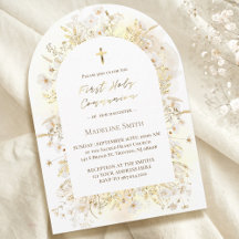 水彩白黄色の花First Communion