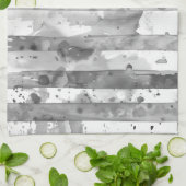 水彩白黒ストライプの キッチンタオル (折り畳み)