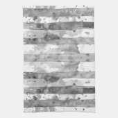 水彩白黒ストライプの キッチンタオル (縦)