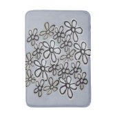 水彩白黒デイジーパターン バスマット (正面縦)