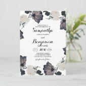 水彩白黒バラ 招待状 (スタンド正面)