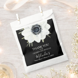 水彩白黒フローラブライダルシャワー フェイバーバッグ