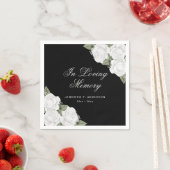 水彩白黒フローラ葬儀記念 スタンダードカクテルナプキン (インサイチュ)