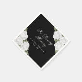 水彩白黒フローラ葬儀記念 スタンダードカクテルナプキン (角)