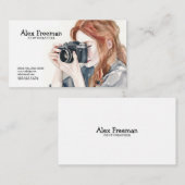 水彩白黒女性写真家 名刺 (正面/裏面)