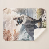 水彩白黒毛羽立自然 シェルパブランケット (正面(横))