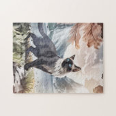 水彩白黒毛羽立自然 ジグソーパズル (横)